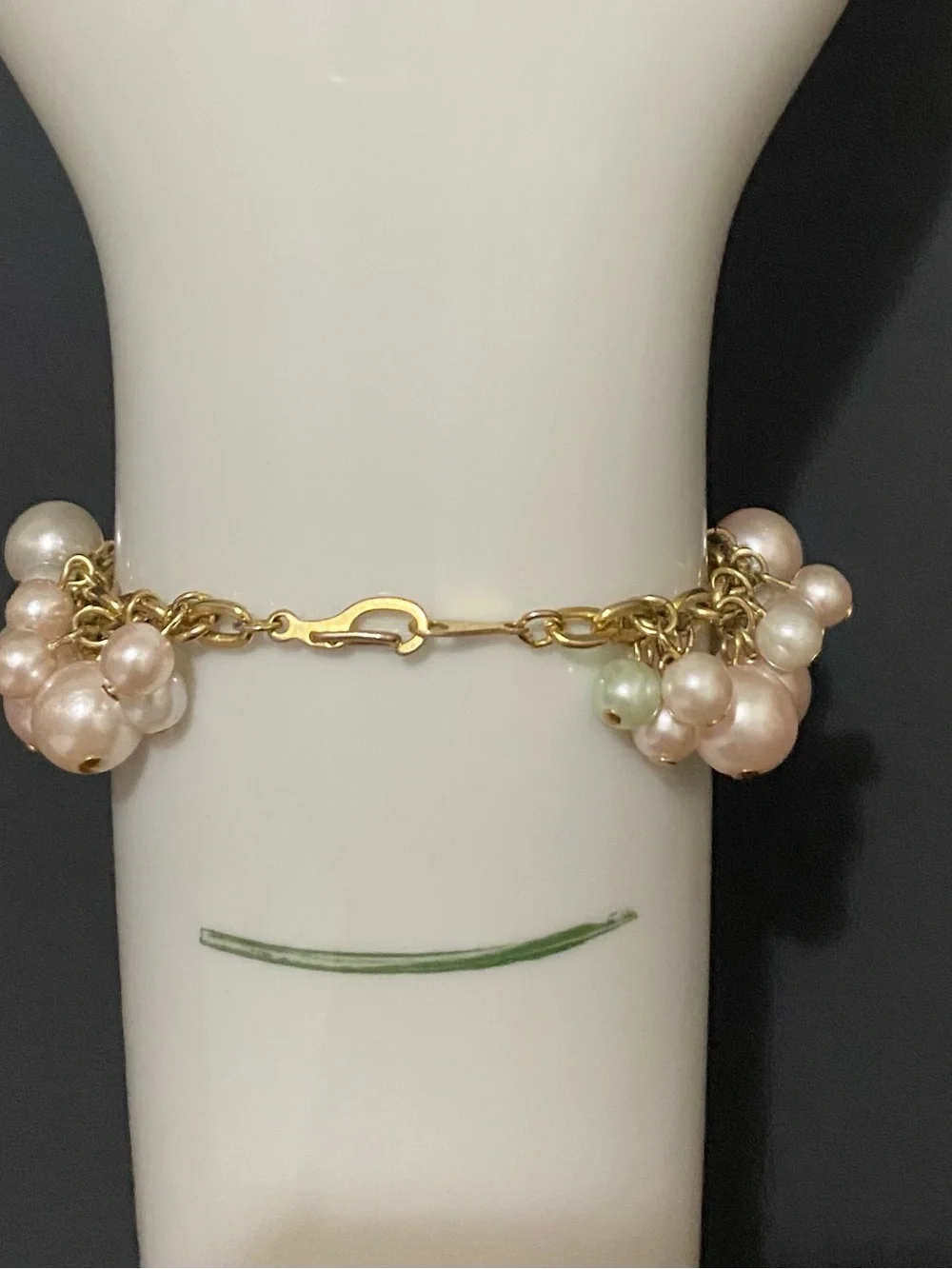 Vintage Pearl Cluster Charm Bracelet in Pastel, White, Pink and Mint